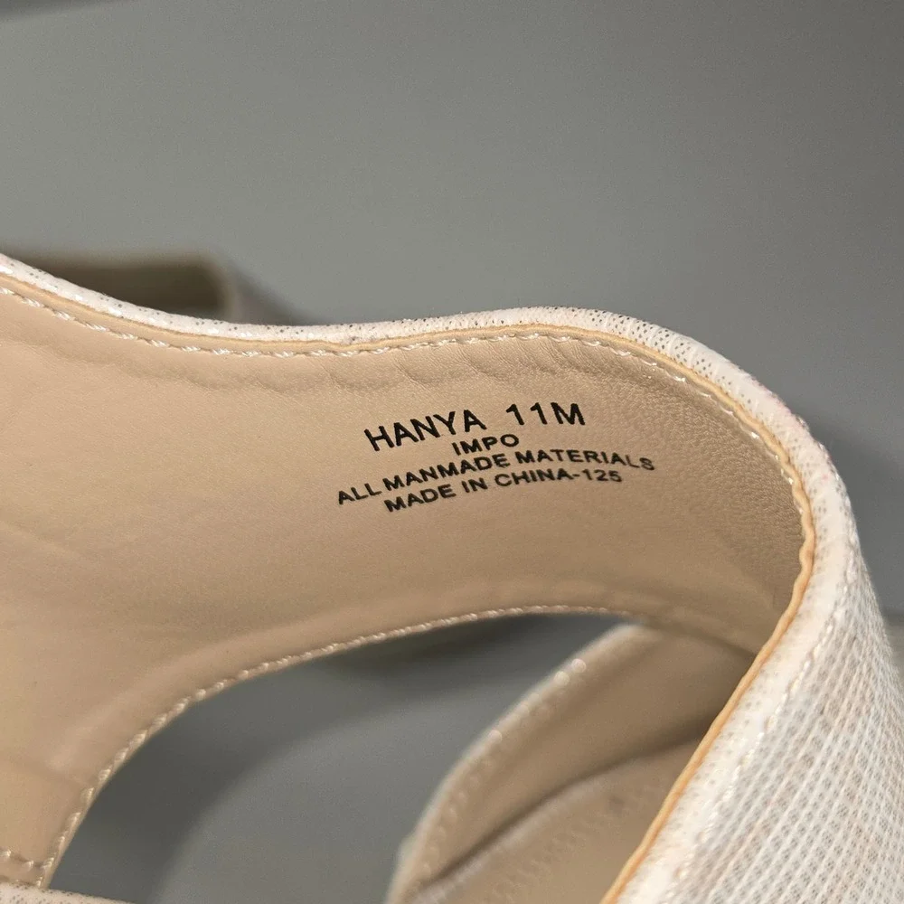 IMPO HANYA Women's Beige Textured Block Heel Slingback‎ Sandals Size 11
